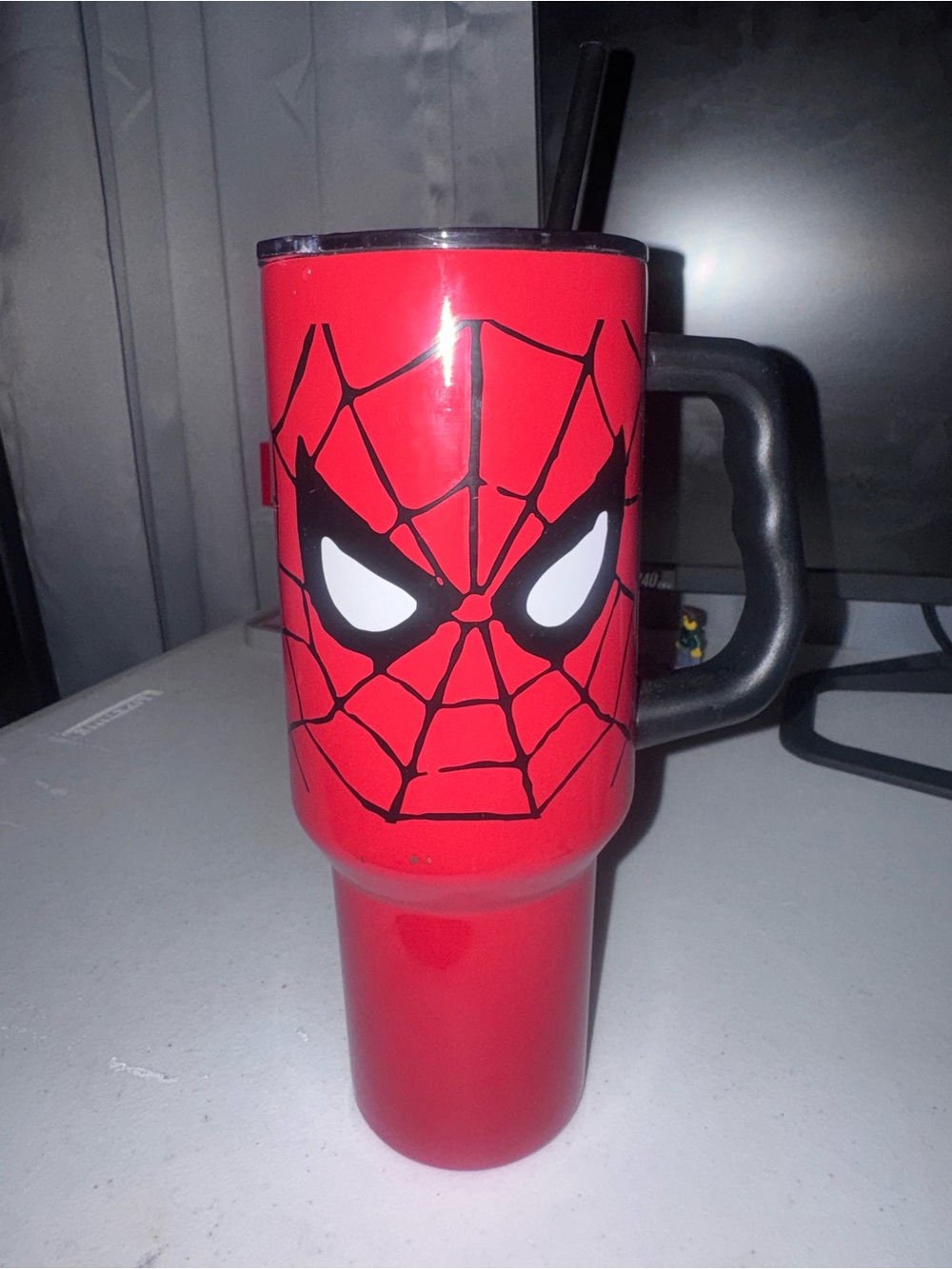 Spiderman Red and Black Insulated Travel Tumbler with Handle
